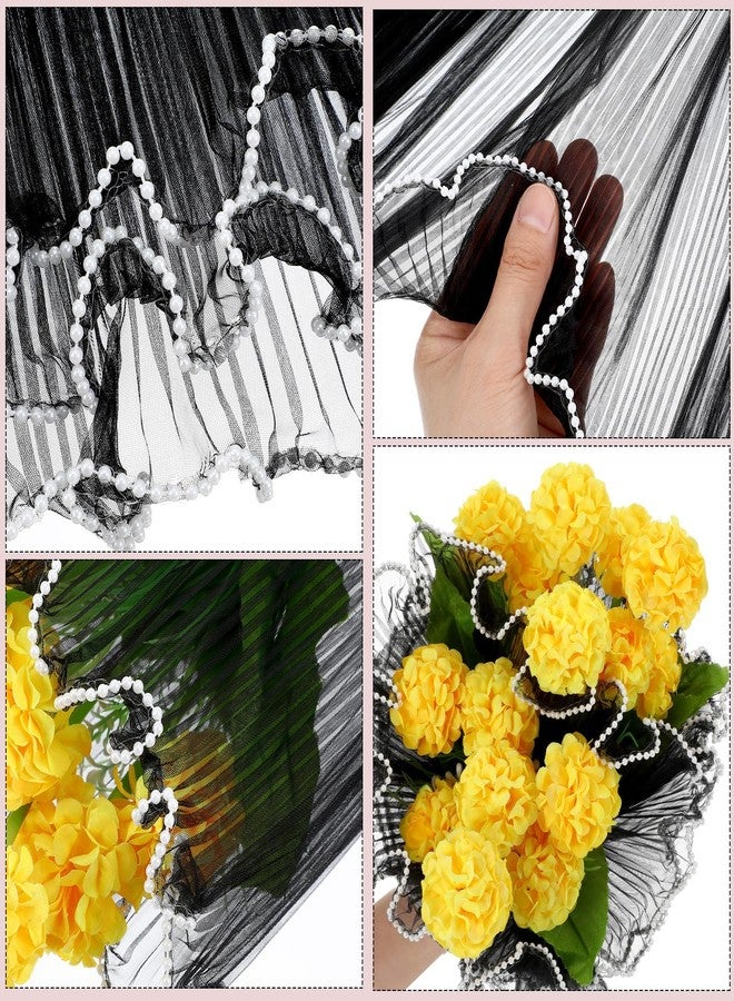 TARINI Flower Wrapping Paper, Black Wrapping Paper, Flower Wrap, Valentine's Day Black Pearl Edge Flower Wrapping Paper, 1 Piece 28×365cm, Floral Bouquet Gift Wrap - Image 4