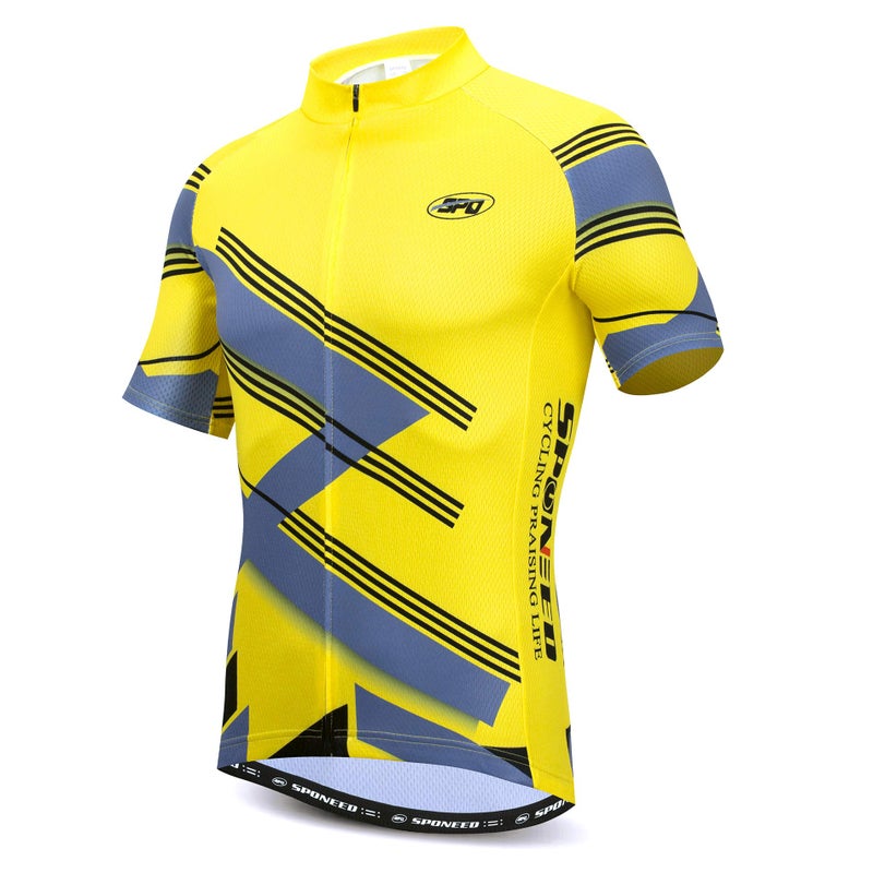 sponeed Cycle Men Jersey and Padded Shorts Sets Team Bike Wear Pro Cyclist Uniforms Biking Polo US M Yellow - Image 2
