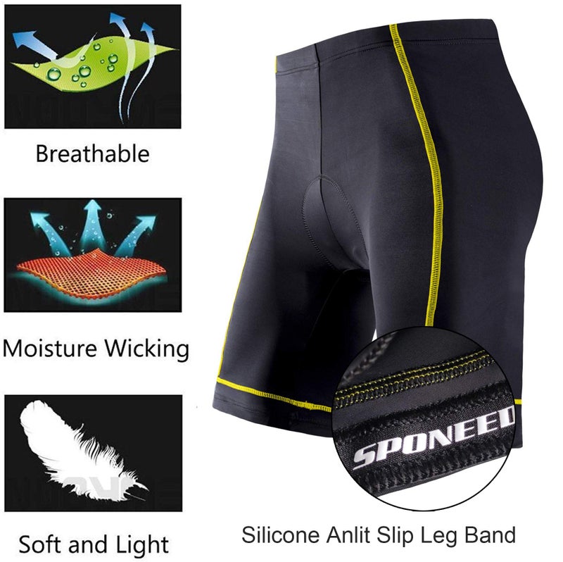 sponeed Cycle Men Jersey and Padded Shorts Sets Team Bike Wear Pro Cyclist Uniforms Biking Polo US M Yellow - Image 4