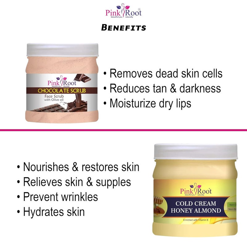 Pink Root Chocolate Scrub 500gm with Honey Almond Cold Cream 500gm - Image 5