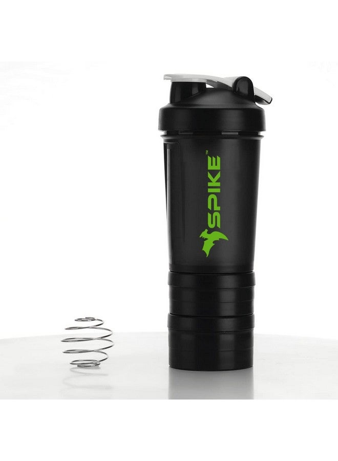 SPIKE Pro Protein Shaker Bottle with Protein Holder Cup for Protein Mix, Cycling, Gym Water Bottle with Stainless Steel Ball 500 ml (Pro Black) - Image 4