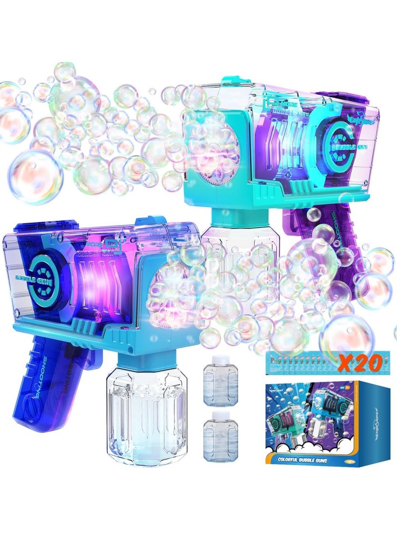 Eaglestone Bubble Gun for Kids 2 Packs, Automatic Bubble Machine, 10-Hole Bubbles Wands Blaster for Toddlers with LED Lights & Solution, Easter, Party Favor, Outdoor Toys for Boys & Girls - Image 1