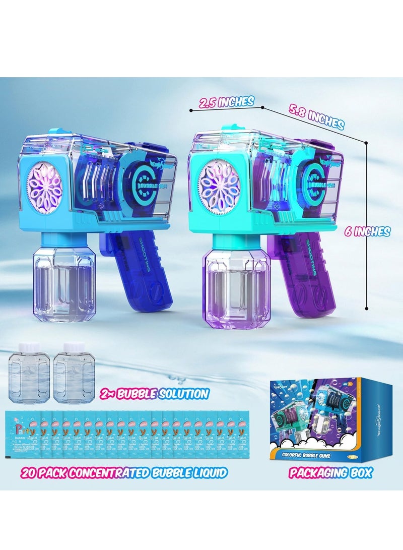 Eaglestone Bubble Gun for Kids 2 Packs, Automatic Bubble Machine, 10-Hole Bubbles Wands Blaster for Toddlers with LED Lights & Solution, Easter, Party Favor, Outdoor Toys for Boys & Girls - Image 2