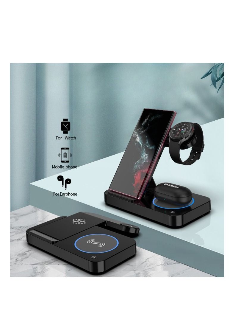 AROAQ Foldable 3 In 1 Wireless Charger Universal For All QI Mobile Phones 15W Fast Charge For Samsung Watches - Image 3