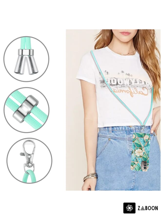 Zaboon Protective Case For Nokia G21 / G11 Splicing Marble Flower Pattern TPU  with Lanyard - Image 4