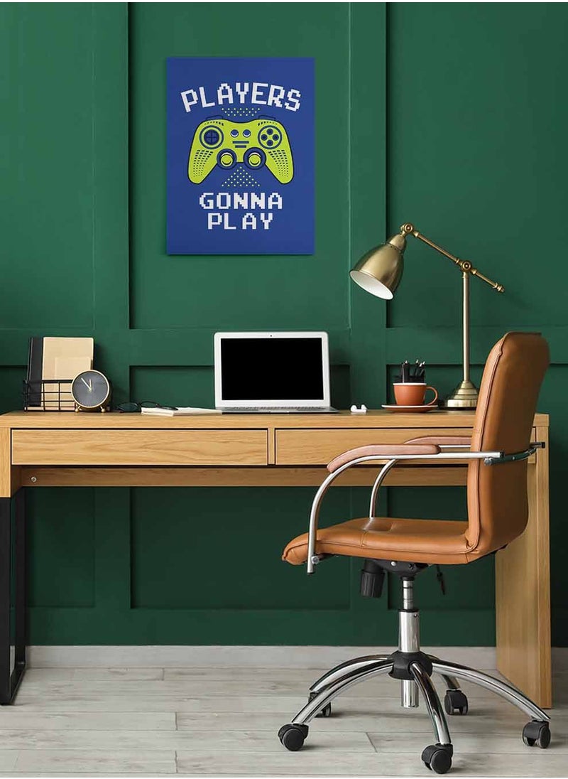 LOWHA Framed Canvas Wall Art Stretched Over Wooden Frame, Players Gonna Play Gaming Painting, For Home, Living Room, Office Decor  - Image 1