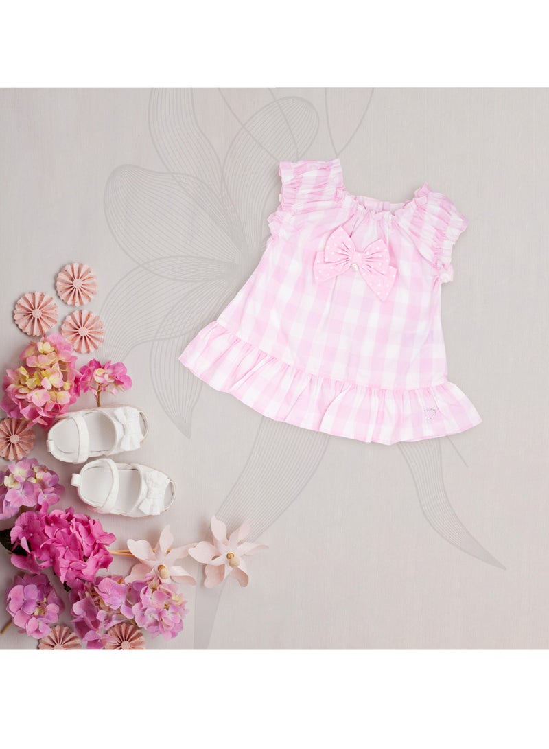 Moon بلوزة وبنطلون ضيق من MOON مصنوعان من القطن بنسبة 100%، مقاس 18-24 شهرًا، وردي - مربعات وردية - Image 4