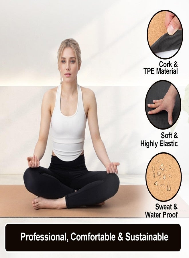 StrongTek Cork Yoga Mat, Non-Toxic & Eco-Friendly, 7mm Thick with Non-Slip Cork + TPE Surface, 72"x24", for Hot Yoga, Pilates & Home Fitness, Lightweight Cushioned with Carry Strap - Image 4