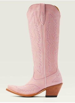 Loquat Cowboy Boots For Women Western Embroidered Cowgirl Boots Chunky Heel Wide Tube Boots Pull on Pointy Toe Vintage Boots Pink  - Image 1