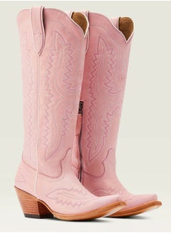Loquat Cowboy Boots For Women Western Embroidered Cowgirl Boots Chunky Heel Wide Tube Boots Pull on Pointy Toe Vintage Boots Pink  - Image 2