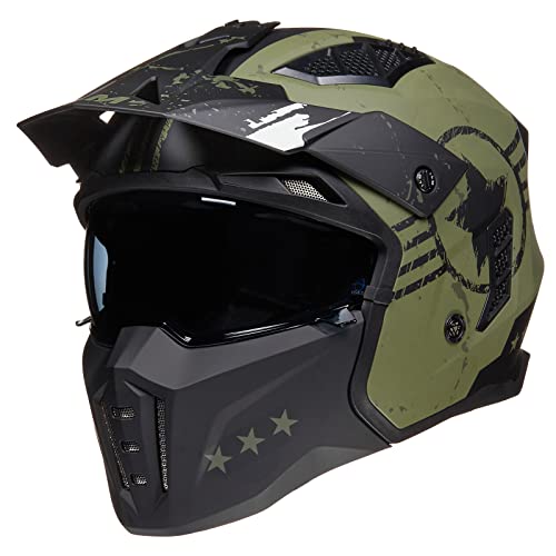ILM Open Face Motorcycle 34 Half Helmet for Men and Women Vintage Retro Helmet with Visor for Moped ATV Cruiser Scooter DOT Model Z302Army GreenMedium - Image 1
