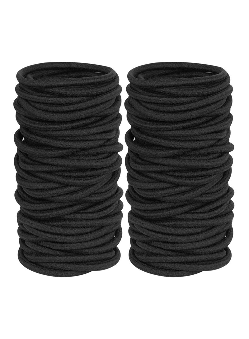 ORiTi 120 Pieces Black Hair Ties for Thick and Curly Hair Ponytail Holders Hair Elastic Band for Women or Men 4mm - Image 4