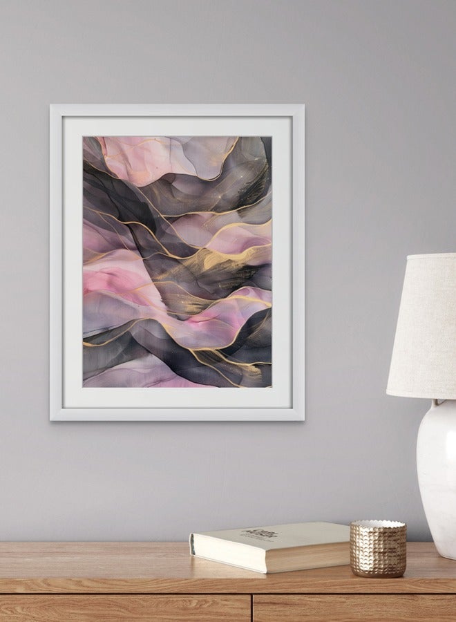 Art Decor Art Decor Pink and Grey Water Color Ink Style Abstract Art with Gold Accents Wall Art with Matboard Framed Fine Art Wall Décor for Living Room Bedroom Dining Room Office Gifting - Image 1