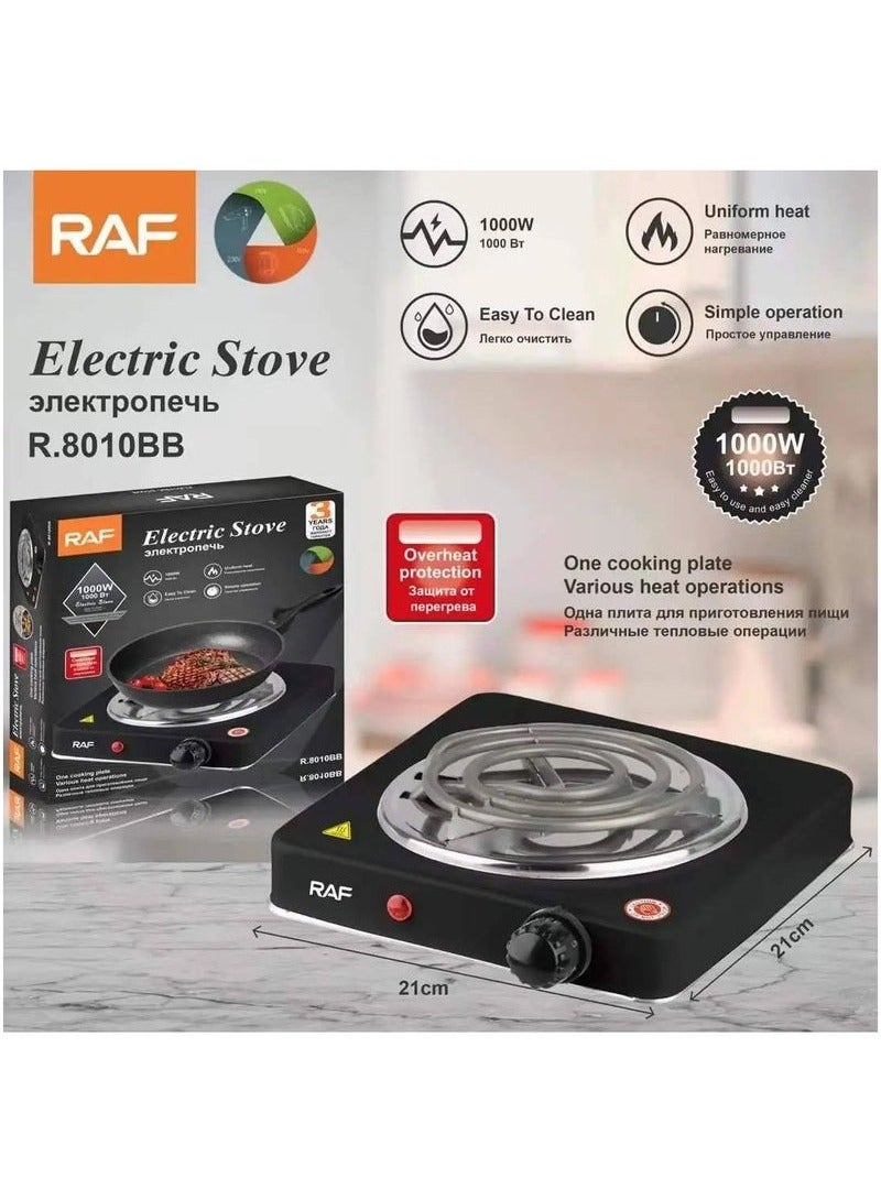 RAF RAV 1000W Adjustable Temperature Stainless Steel Electric Slab Heater Stove. This slim appliance is easy and efficient. Quick and easy! This stove with temperature controls will heat to your desired temperature in just minutes. The lower heat settings are ideal for simmering or heating food. The higher settings are for boiling or frying. It's great for outdoor use, in your camper, or taking it with you to your vacation cabin. - Image 1