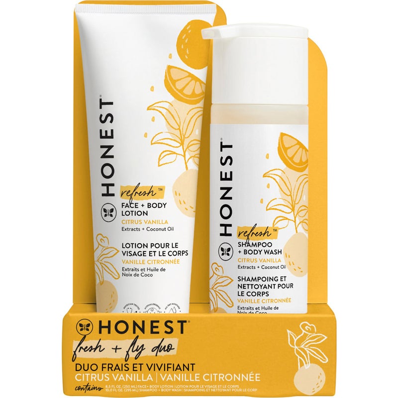 The Honest Company The Honest Company 2in1 Cleansing Shampoo Body Wash and Face Body Lotion Bundle Gentle for Baby Naturally Derived Citrus Vanilla Refresh 185 fl oz