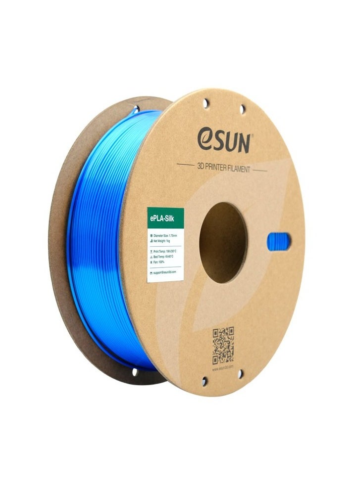 eSUN eSUN Silk PLA 3D Printer Filament, Dimensional Accuracy +/- 0.05 mm, 1 kg Spool, 1.75 mm, Blue  - Image 1