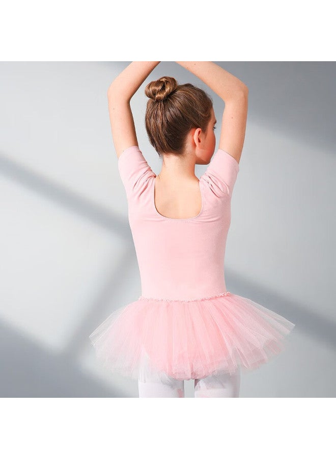 Smart Friends Zhi You Ban Children's Performance Costume Girls Dance Dress Puff Skirt Princess Ballet Skirt Pink Short Sleeve Chiffon Dress Z7704 Pink 140cm - Image 2