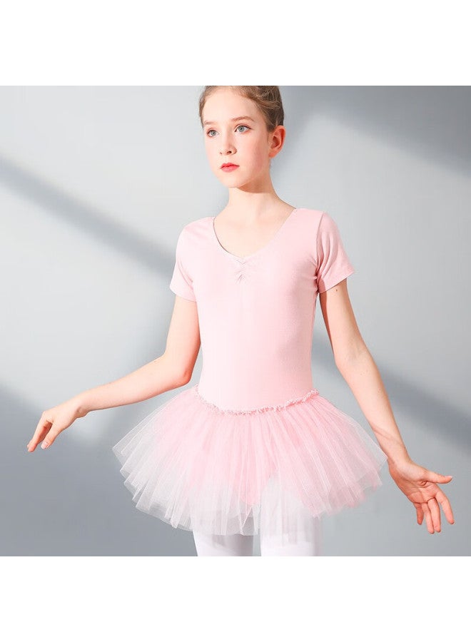 Smart Friends Zhi You Ban Children's Performance Costume Girls Dance Dress Puff Skirt Princess Ballet Skirt Pink Short Sleeve Chiffon Dress Z7704 Pink 140cm - Image 4
