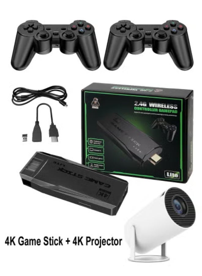 JAJEEK 4K Game Stick Lite with Wireless Controllers & Portable 4K Projector – Plug-and-Play Retro Game Console with 10,000+ Classic Games | Dual 2.4G Wireless Controllers for Multiplayer Fun | Compact 4K HDMI Output Gaming Stick + HD Projector | Perfect for Family, Kids & Party Entertainment - Image 5