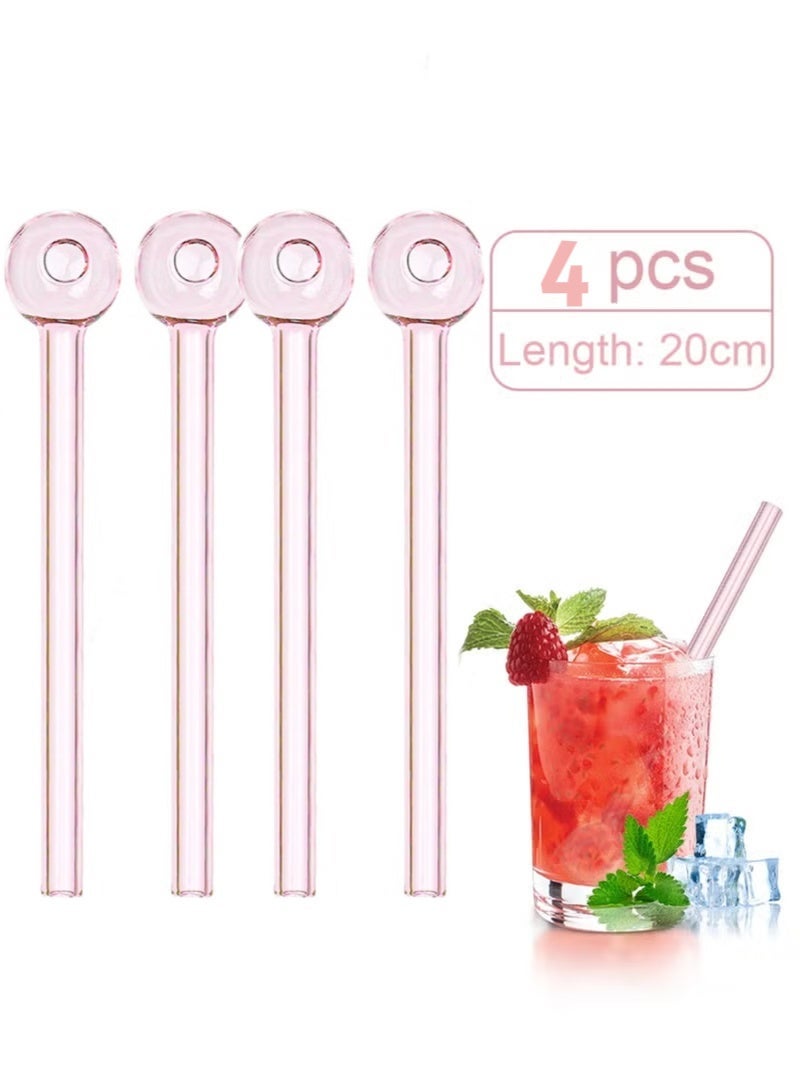 4 pcs Breakproof Glass Straws - Durable Reusable Glass Drinking Straws  for Drinks Juice Herbs Smoothies，Eco-friendly Design - Image 1