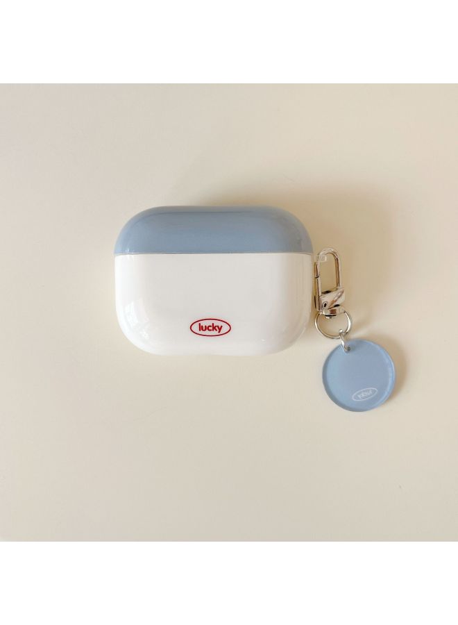 Loquat For AirPods1/2/34 Generation For Apple AirPods Pro2 Simple Wireless Bluetooth Headphone Case-Color:Simple White And Blue-Applicable Models:Universal For Airpods 1/2 Generation - Image 1