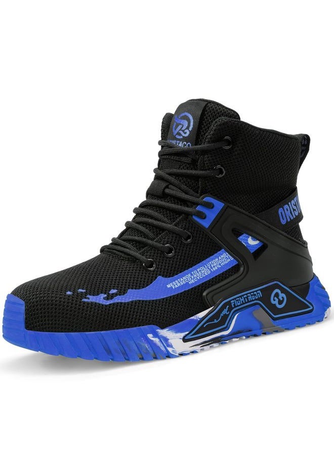 ORISTACO Work Safety Crew Boots Lightweight Breathable Industry Construction Steel Toe Sneakers, 0297 Blue 49 - Image 1