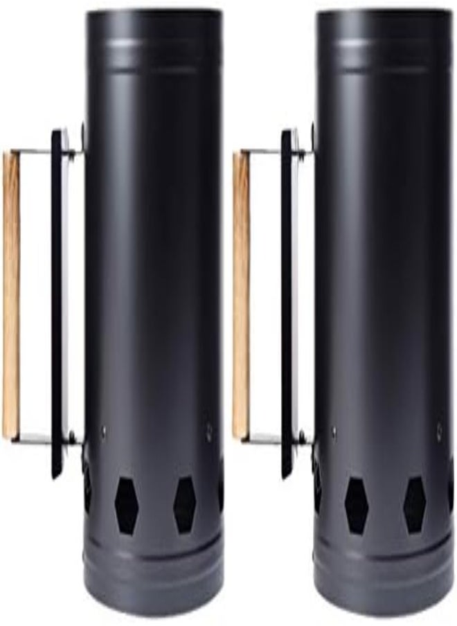AKDC Bestomz 2Pcs Chimney Starter, Charcoal Starter, Fire Starter, Coal Lighter, With Wood Safety Handle, Barbecue Coal Chimney Starter, Chimney Barbecue  - Image 1
