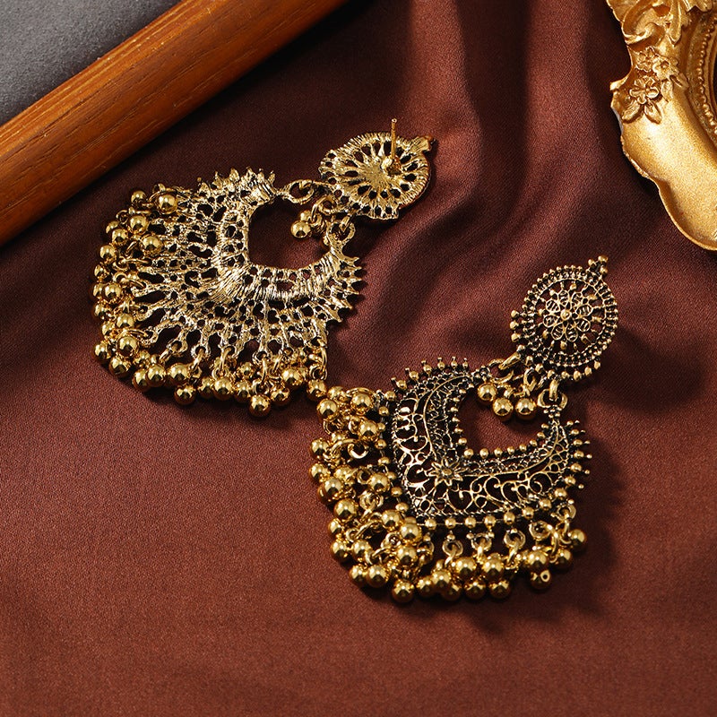 Retro Bohemian Ethnic Style Earrings Women'S Exaggerated Temperament Hollow Love Earrings Long Bells Indian Accessories - Image 3