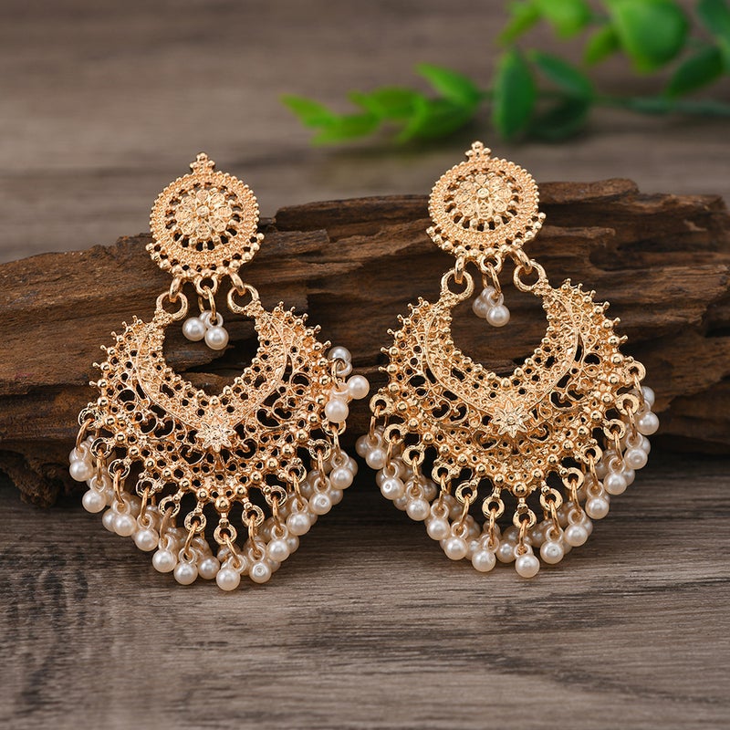 Retro Bohemian Ethnic Style Earrings Women'S Exaggerated Temperament Hollow Love Earrings Long Bells Indian Accessories - Image 1