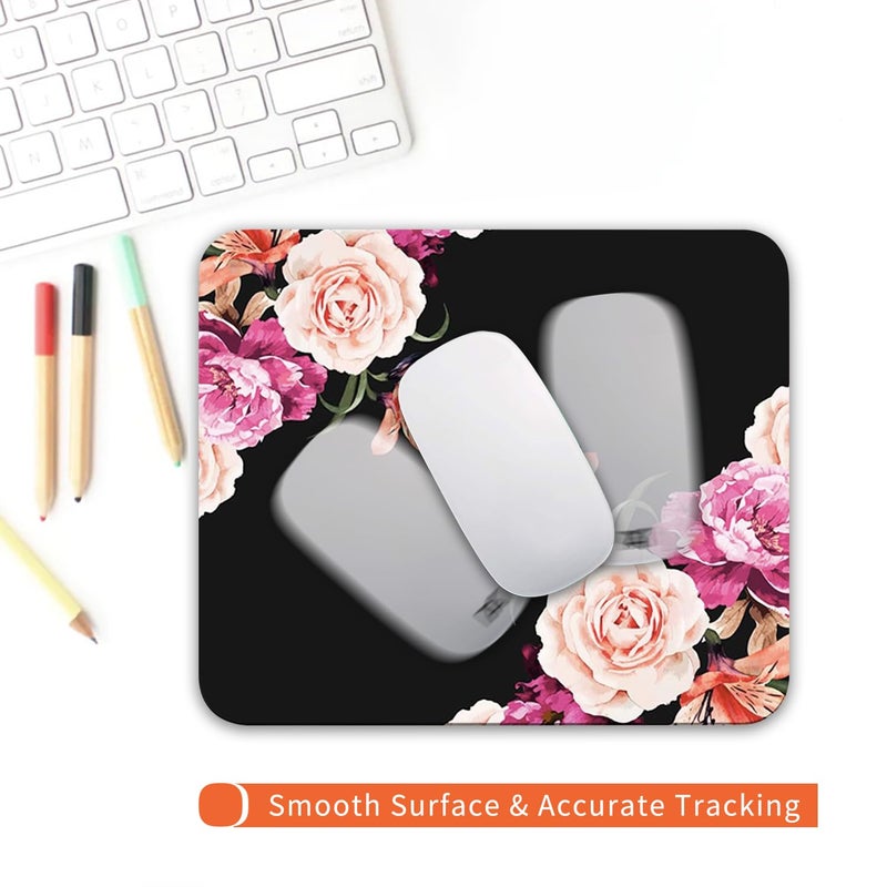 Armanza Square Mouse Pad Pretty Peony Flower, Personalized Premium-Textured Custom Mouse Mat Design, Washable Mousepad Cloth, Non-Slip Rubber Base Computer Mouse Pads for Wireless Mouse - Image 4