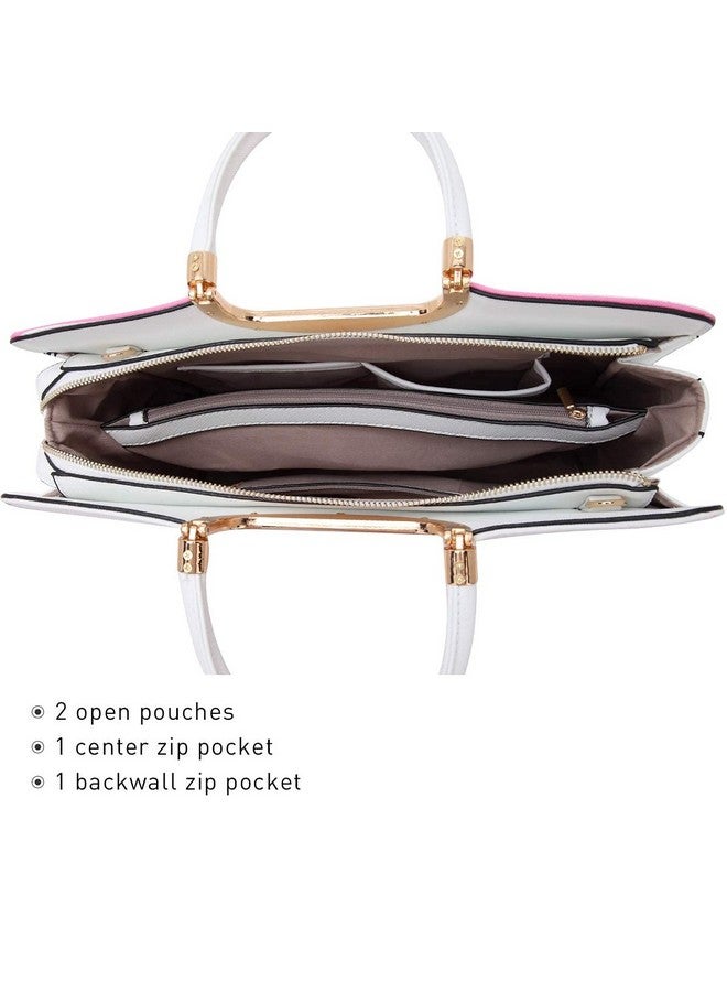 DASEIN Womens Handbag Top Handle Shoulder Bag Tote Satchel Purse Work Bag with Matching Wallet (4-Pink/White) Large - Image 2
