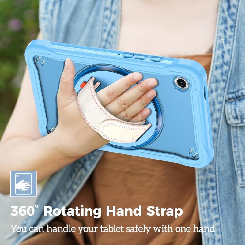 Procases Compatible For Galaxy Tab A9 8.7 Inch 2023 Case, Heavy Duty Shockproof Rugged Case 360 Degree Rotatable Kickstand Protective Cover For 8.7" Tab A9 Tablet Sm-X110/X115/X117 -Blue - Image 5