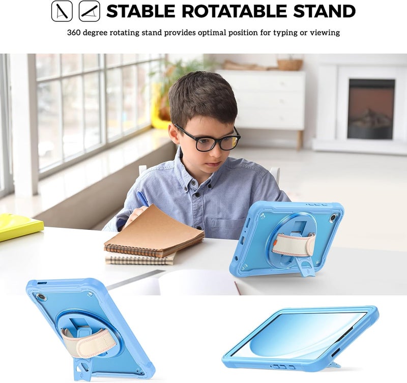 Procases Compatible For Galaxy Tab A9 8.7 Inch 2023 Case, Heavy Duty Shockproof Rugged Case 360 Degree Rotatable Kickstand Protective Cover For 8.7" Tab A9 Tablet Sm-X110/X115/X117 -Blue - Image 4