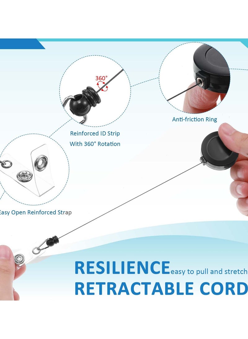 SOLARAE 10 Pieces Retractable Badge Holder Reels with Swivel Alligator Clip, ID Card Holder Name Badge Reel Clips for Students Teachers Office Workers Clear - Image 5