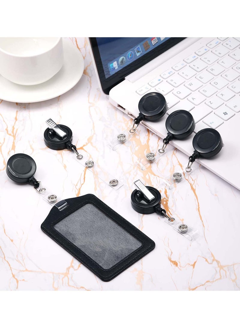 SOLARAE 10 Pieces Retractable Badge Holder Reels with Swivel Alligator Clip, ID Card Holder Name Badge Reel Clips for Students Teachers Office Workers Clear - Image 2