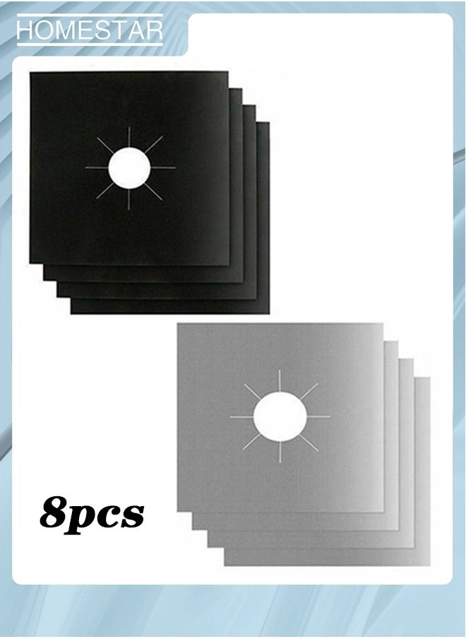 HOMESTAR Pack of 8 Gas Stove Burner Covers Non-Stick Gas Range Protectors Reusable Aluminium Foil Cover Liner Mat Pad - Dishwasher Safe  - Image 1