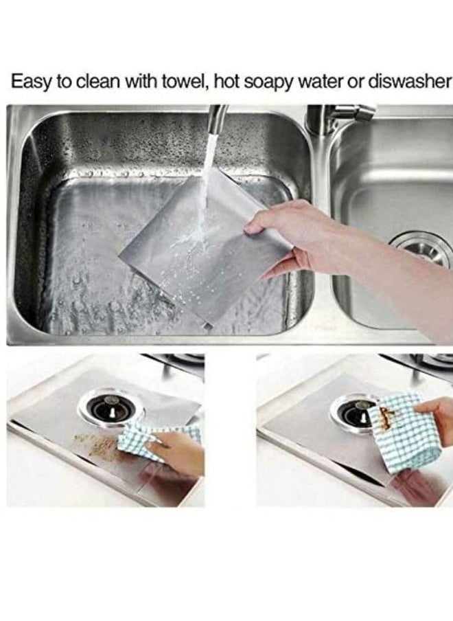 HOMESTAR Pack of 8 Gas Stove Burner Covers Non-Stick Gas Range Protectors Reusable Aluminium Foil Cover Liner Mat Pad - Dishwasher Safe  - Image 2