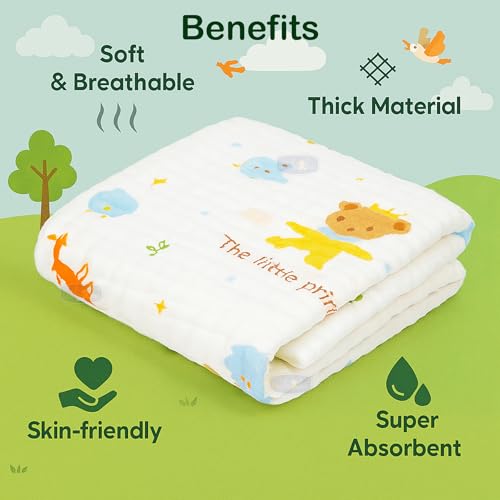 Koochie-Koo Muslin Towel for Baby 500 GSM 100x50 cm Pack of 1 | 6 Layer Soft Cotton Bath Towel for Newborn Multipurpose, Napkin, Gifting Super Absorbent & Skin-Friendly - Image 4