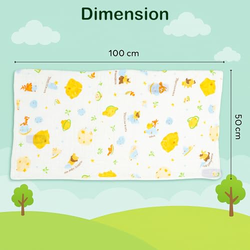 Koochie-Koo Muslin Towel for Baby 500 GSM 100x50 cm Pack of 1 | 6 Layer Soft Cotton Bath Towel for Newborn Multipurpose, Napkin, Gifting Super Absorbent & Skin-Friendly - Image 3