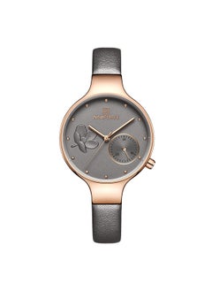NAVIFORCE Elegant Women's Quartz Watch Stylish Round Dial with Floral Embossed Design Sub-Dial Display Leather Strap Fashionable Timepiece for Everyday Wear and Special Occasions  - Image 1