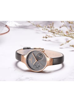 NAVIFORCE Elegant Women's Quartz Watch Stylish Round Dial with Floral Embossed Design Sub-Dial Display Leather Strap Fashionable Timepiece for Everyday Wear and Special Occasions  - Image 5