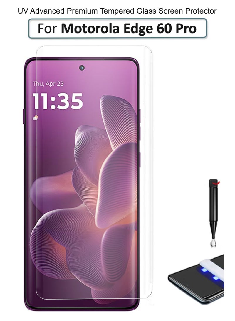 For Motorola Edge 60 Pro - UV Advanced Premium Tempered Glass Screen Protector Guard , Full Adhesive UV Curved Case Friendly HD Clarity With Installation Kit - Image 1