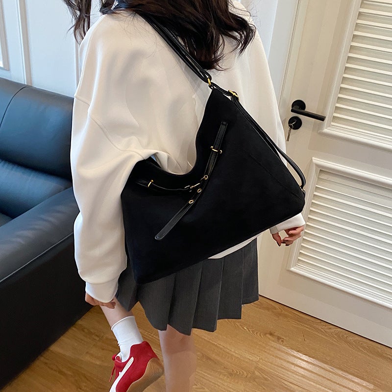 Vintage Suede Tote Bag for Women, Large Capacity Multipurpose Shoulder Bag - Image 3