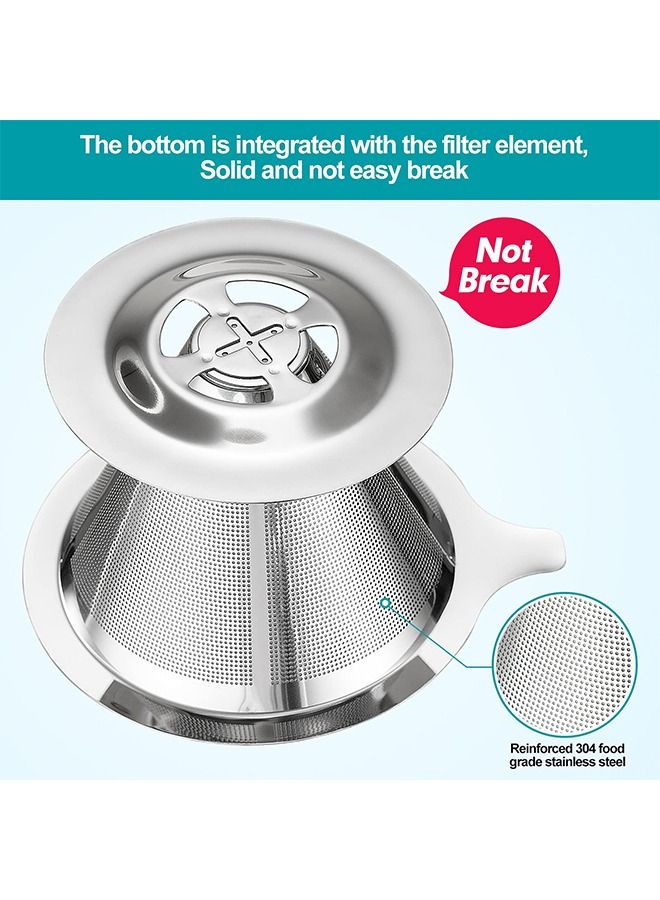 فانسكي فلتر قهوة بدون ورق قابل لإعادة الاستخدام من الفولاذ المقاوم للصدأ، ماكينة صنع القهوة بكوب واحد 1-4 أكواب مع حامل أكواب غير قابل للانزلاق - Image 4