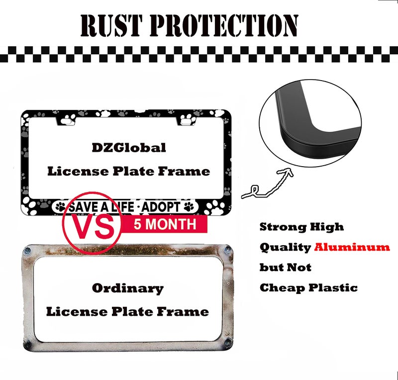 DZGlobal 2 Pack License Plate Frame Printed Car Tag Frames Back and Front License Plate Frame (Save A Life Adopt 2PC) - Image 4