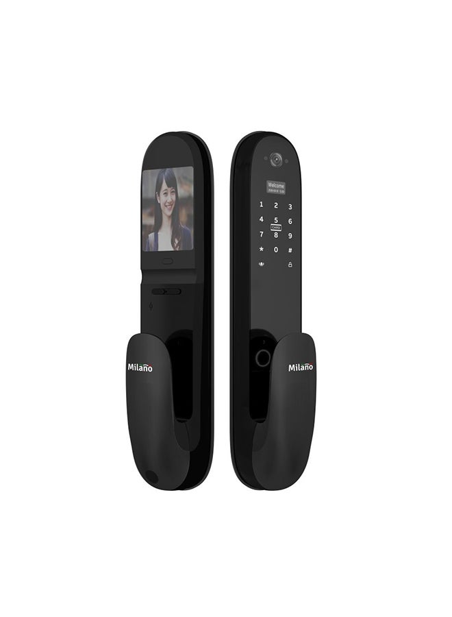 milano قفل ميلانو Aa هارفي الذكي – قفل باب إلكتروني متقدم بدون مفتاح، بصمة + رمز + بطاقة + مفتاح & التعرف على الوجه، وصول آمن إلى المنزل، تركيب سهل، شاشة تعمل باللمس، متوافق مع التحكم عن بعد (6 مجموعات/كرتون) - Image 2