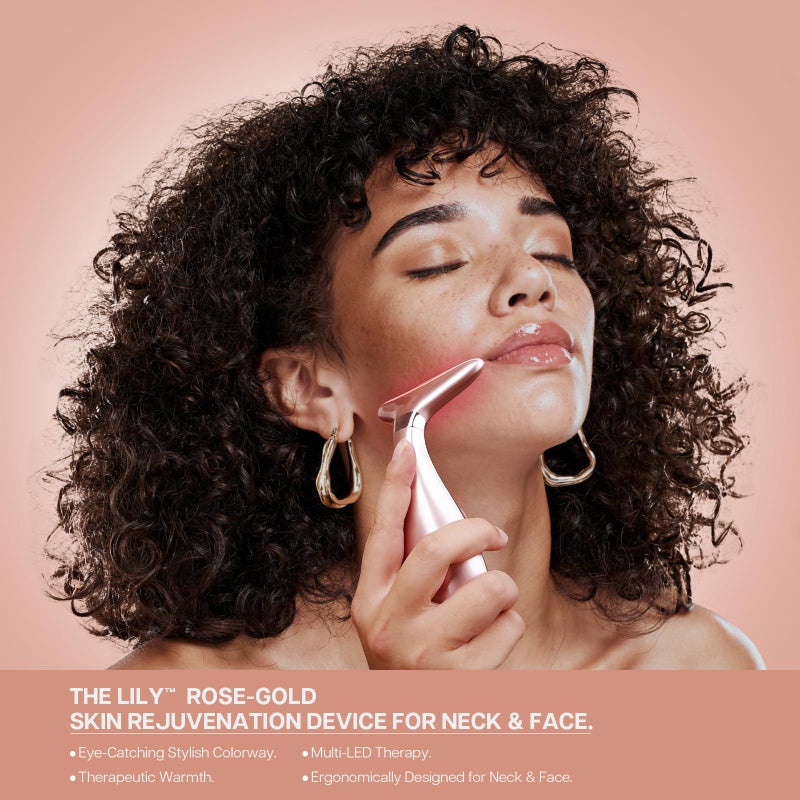 VRAIKO Lily Neck Face Massager, Skin Rejuvenation Beauty Massager, 3-in-1 at-Home Facial Spa Tool, Lifting, Toning and Tightening for a Radiant Appearance (Rose Gold) - Image 2
