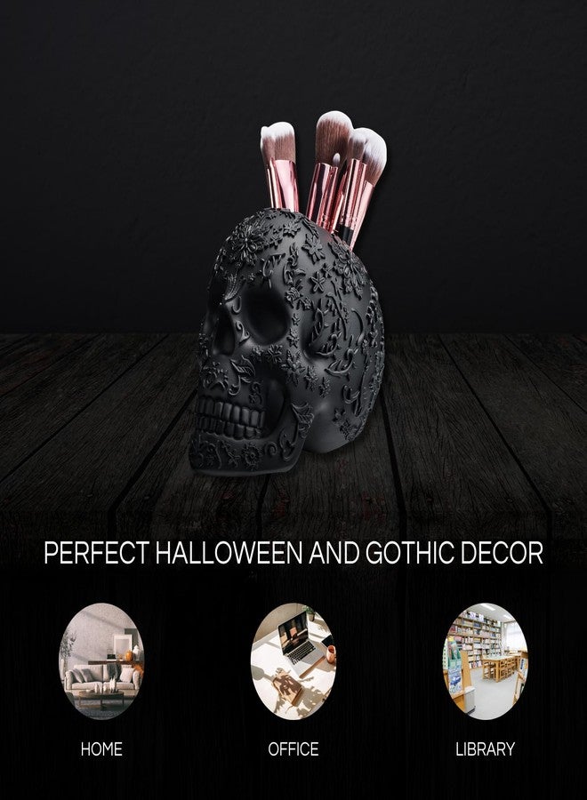 Gute Skull Makeup Brush Holder, Pen Holder, Vanity, Desk, Office Organizer, Stationary, Decor Planter, Candy Bowl, Goth Decorations, Extra Large, Skulls Gothic Skull & Bones Organizer Bathroom - Image 3