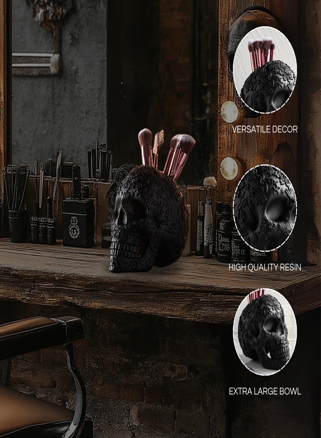Gute Skull Makeup Brush Holder, Pen Holder, Vanity, Desk, Office Organizer, Stationary, Decor Planter, Candy Bowl, Goth Decorations, Extra Large, Skulls Gothic Skull & Bones Organizer Bathroom - Image 4