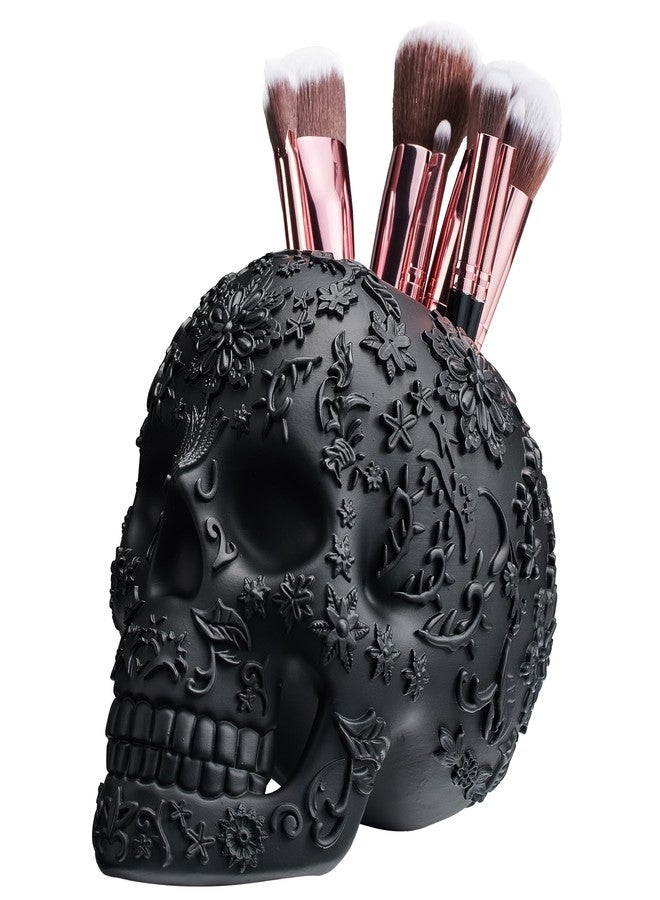 Gute Skull Makeup Brush Holder, Pen Holder, Vanity, Desk, Office Organizer, Stationary, Decor Planter, Candy Bowl, Goth Decorations, Extra Large, Skulls Gothic Skull & Bones Organizer Bathroom - Image 1